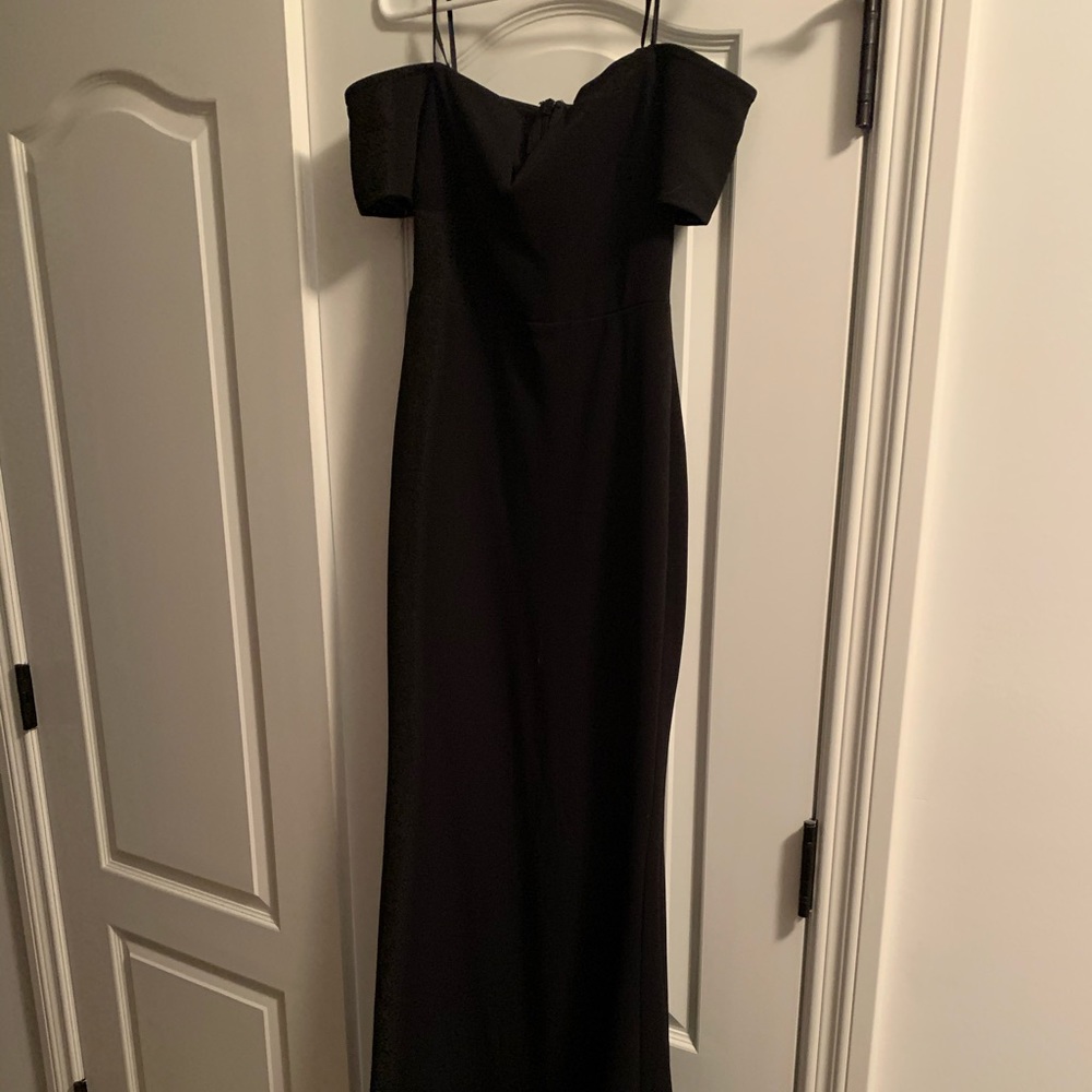 Lulus long formal black dress off the shoulder